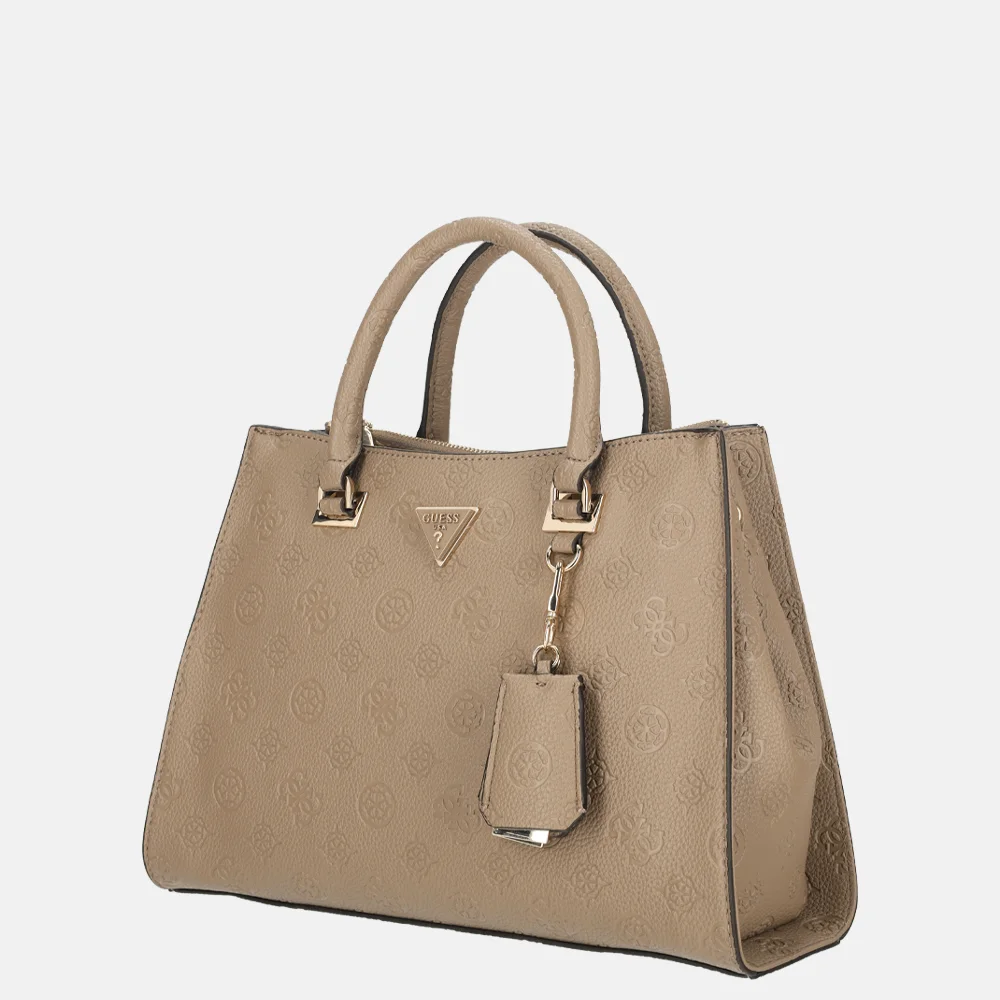 Guess Cresidia II society handtas dark taupe logo bij Duifhuizen