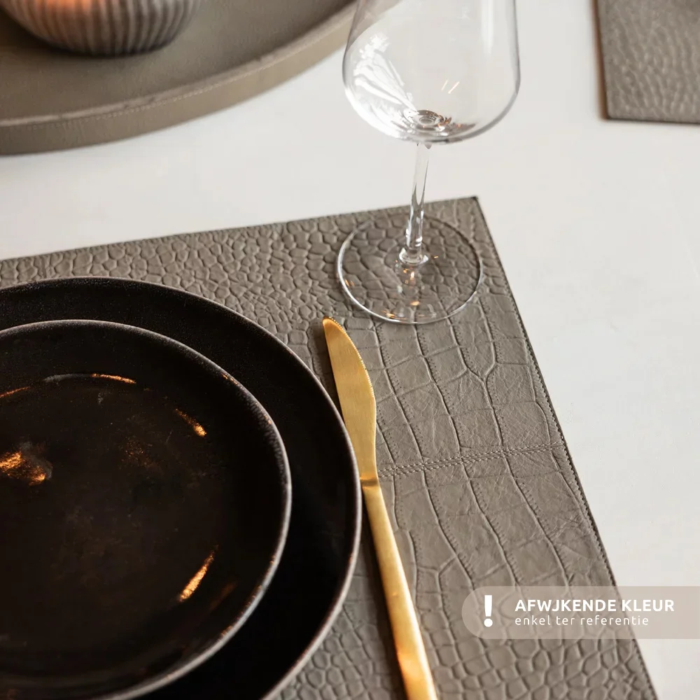 Chamada leren placemats rechthoek croco (2 stuks) beige bij Duifhuizen