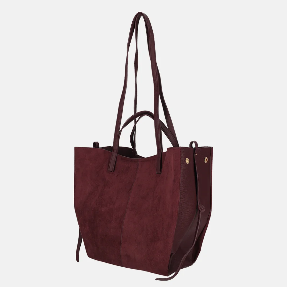 Firenze Suedine shopper L burgundy bij Duifhuizen