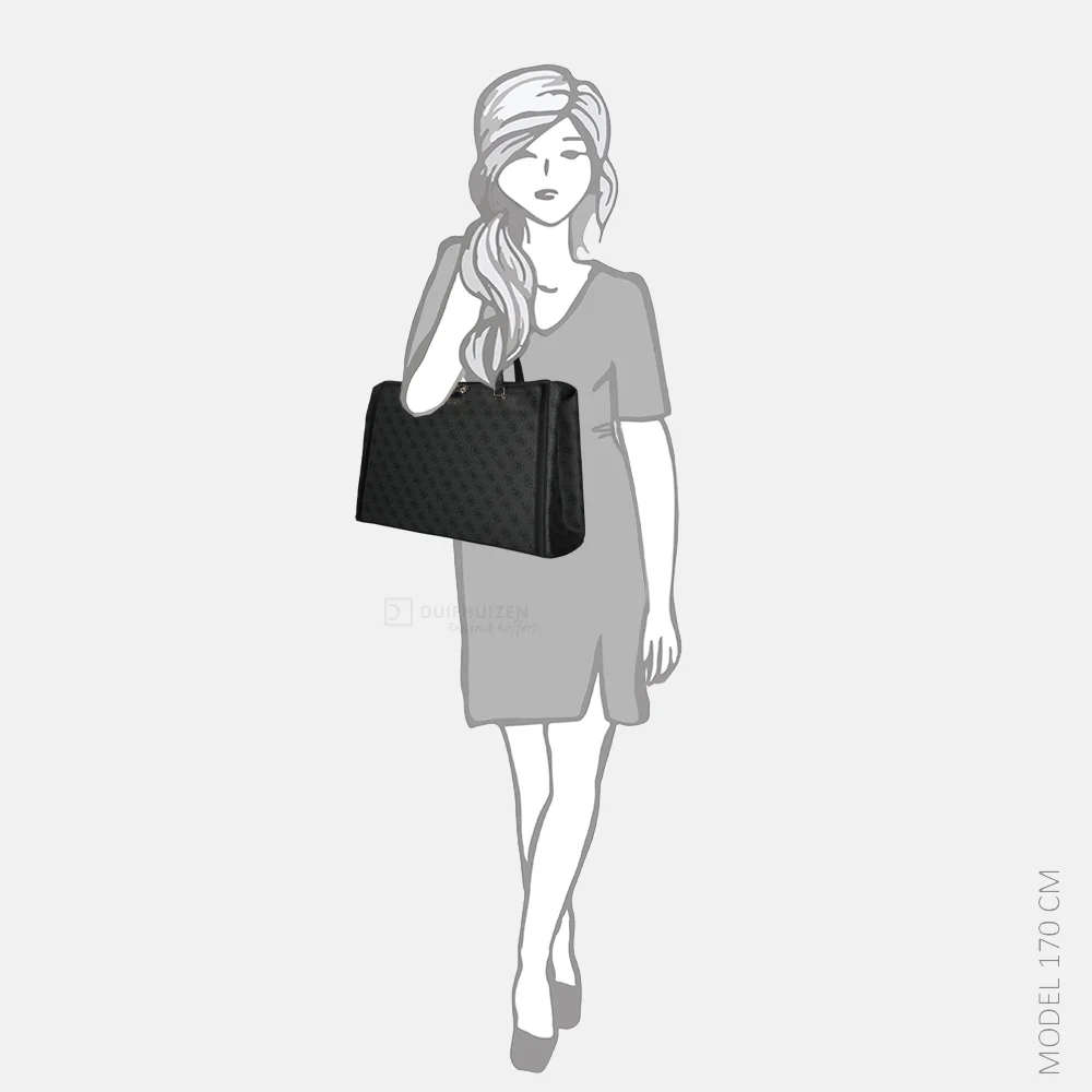 Guess Orlina travel tote shopper coal logo bij Duifhuizen