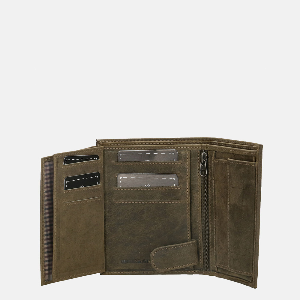 Hide & Stitches Idaho billfold olive green bij Duifhuizen