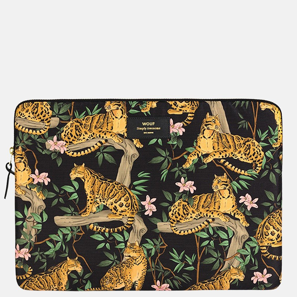 WOUF laptophoes 15 inch Black Lazy Jungle bij Duifhuizen