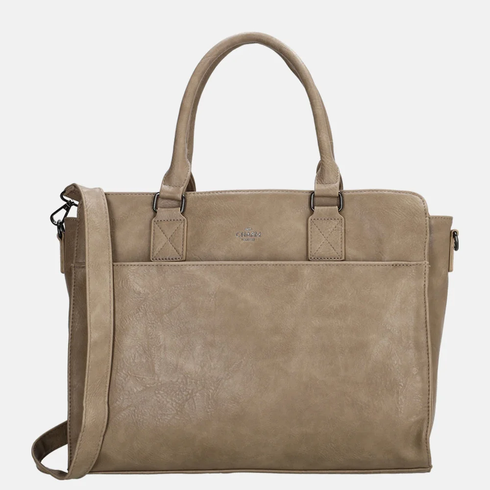 Charm London handtas 15.4 inch donkertaupe