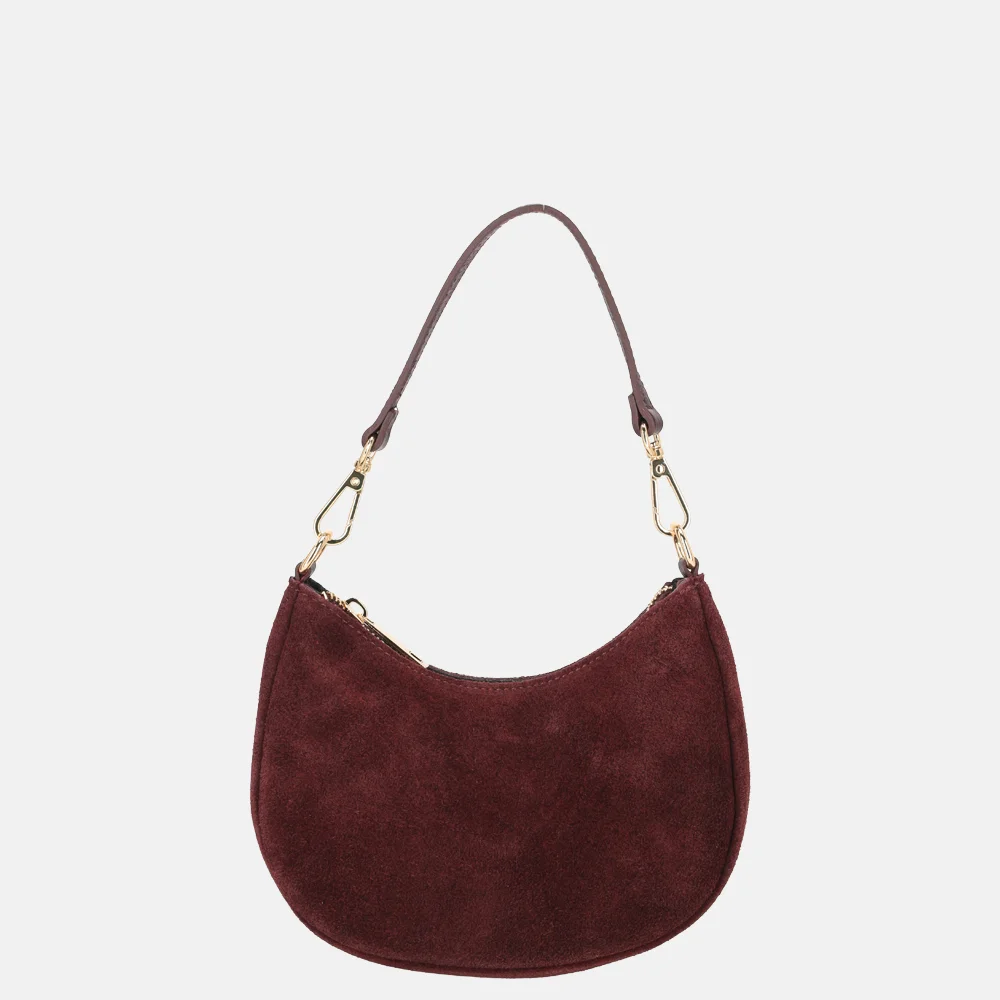 Charm London Mini schoudertas suede bordeaux bij Duifhuizen