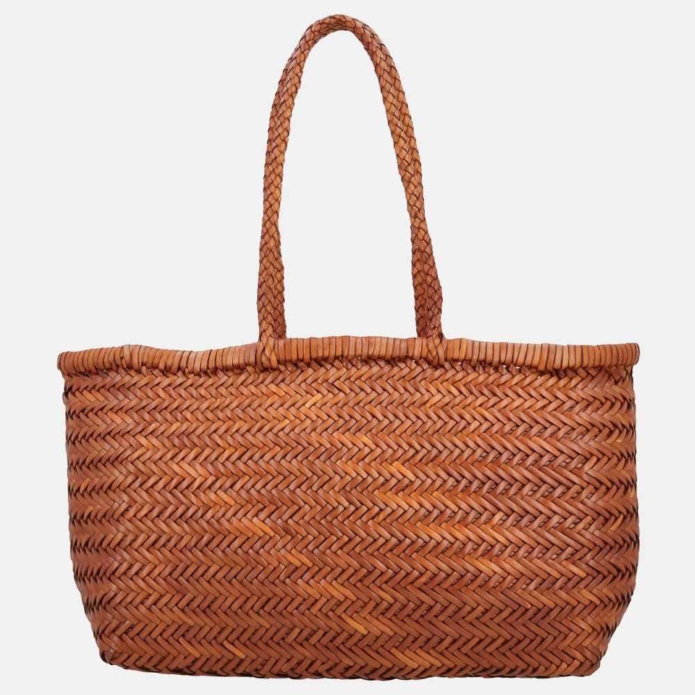 Hide & Stitches Amazone shopper M vlechtwerk handmade cognac bij Duifhuizen