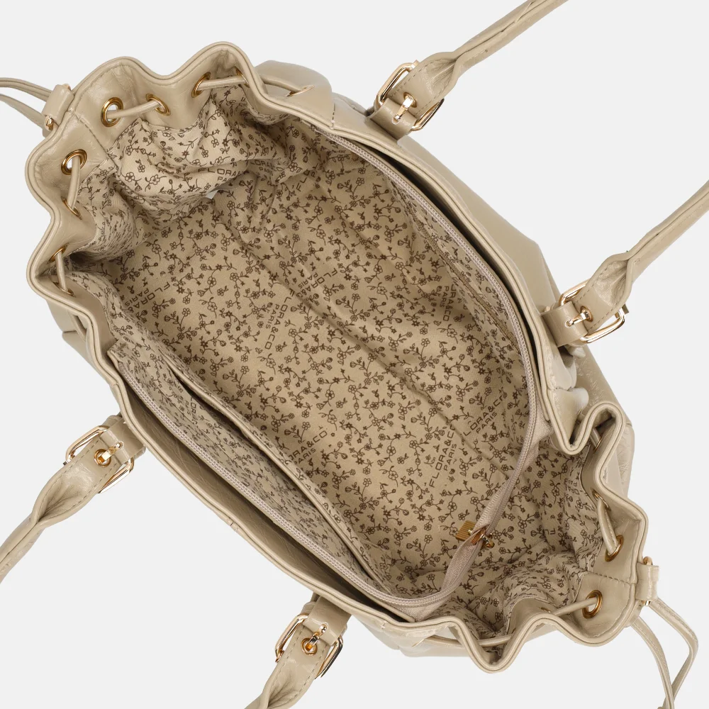 Flora & Co handtas lak beige bij Duifhuizen