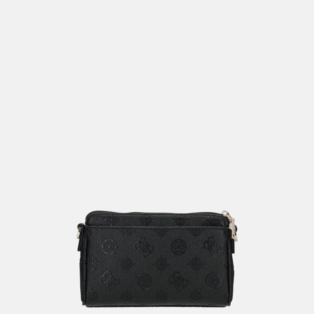 Guess Cresidia II mini crossbody top zipper Black Logo bij Duifhuizen