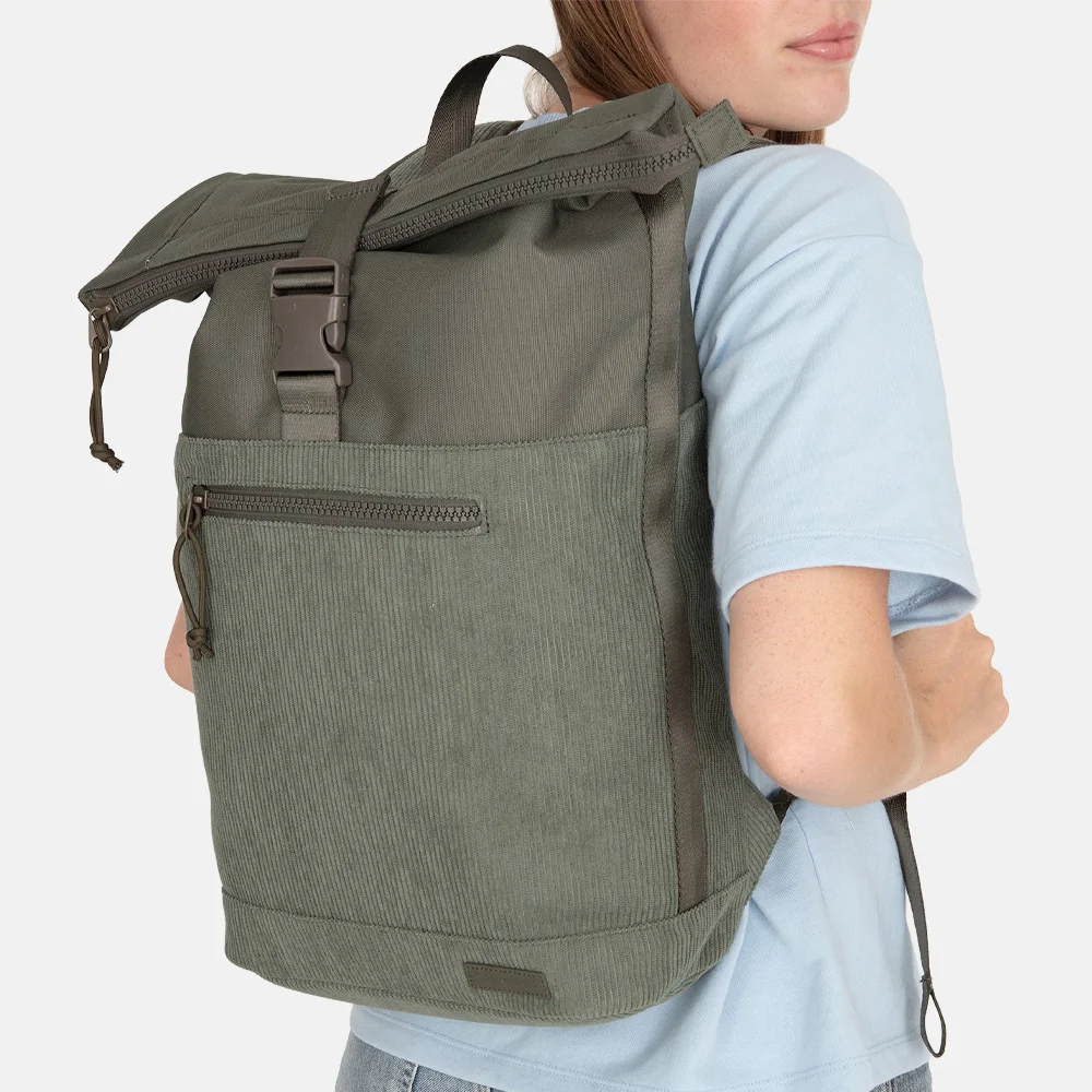 New Rebels New York rugzak rolltop 13 inch sage green bij Duifhuizen