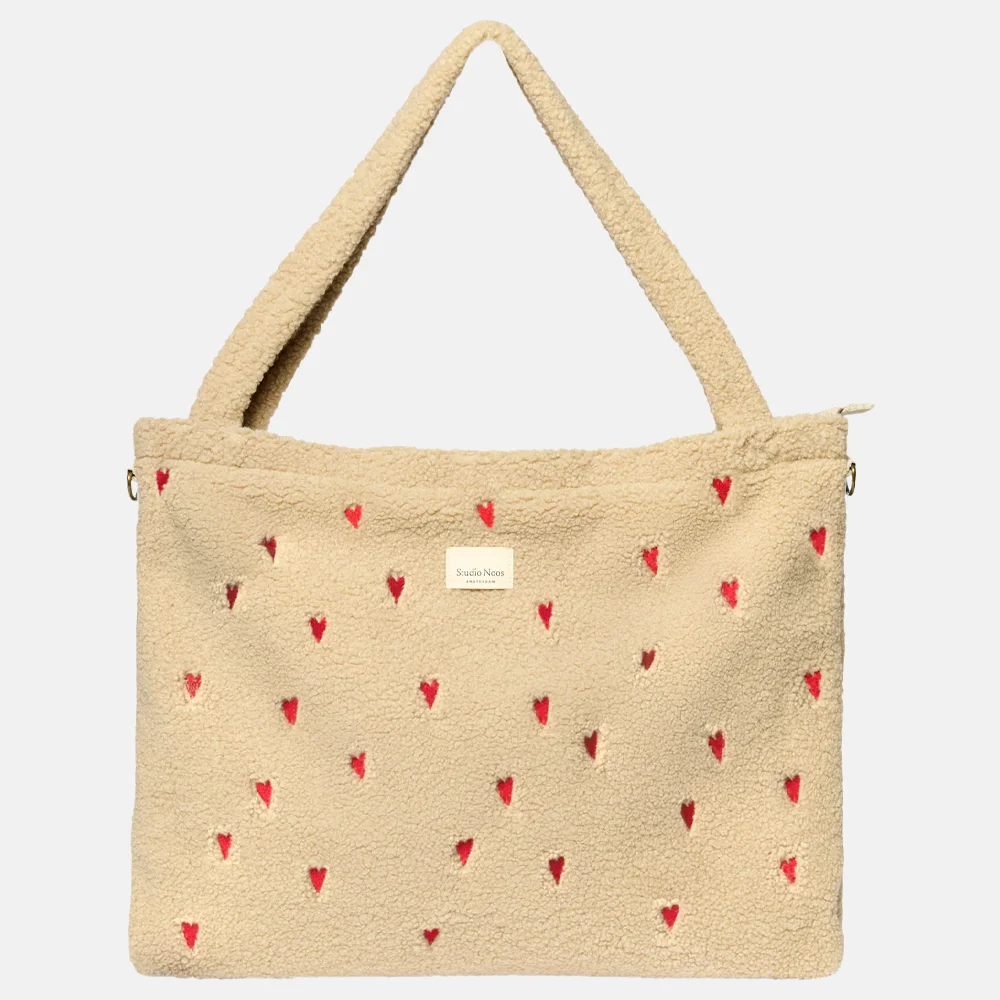 Studio Noos teddy mom bag luiertas ecru hearts bij Duifhuizen