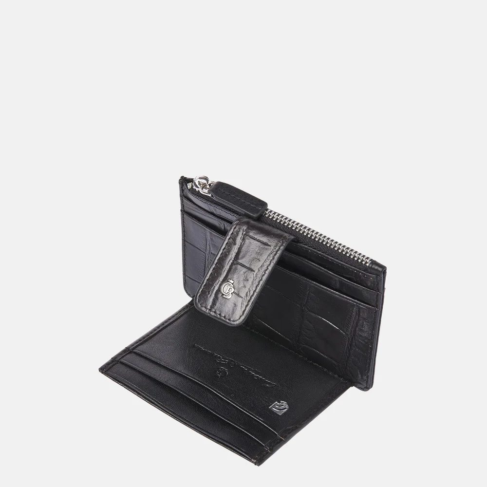 Castelijn en Beerens mini wallet pasjeshouder croco black bij Duifhuizen