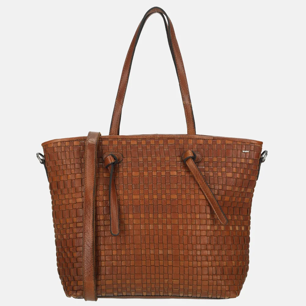 Berba Amalfi shopper vlechtwerk cognac