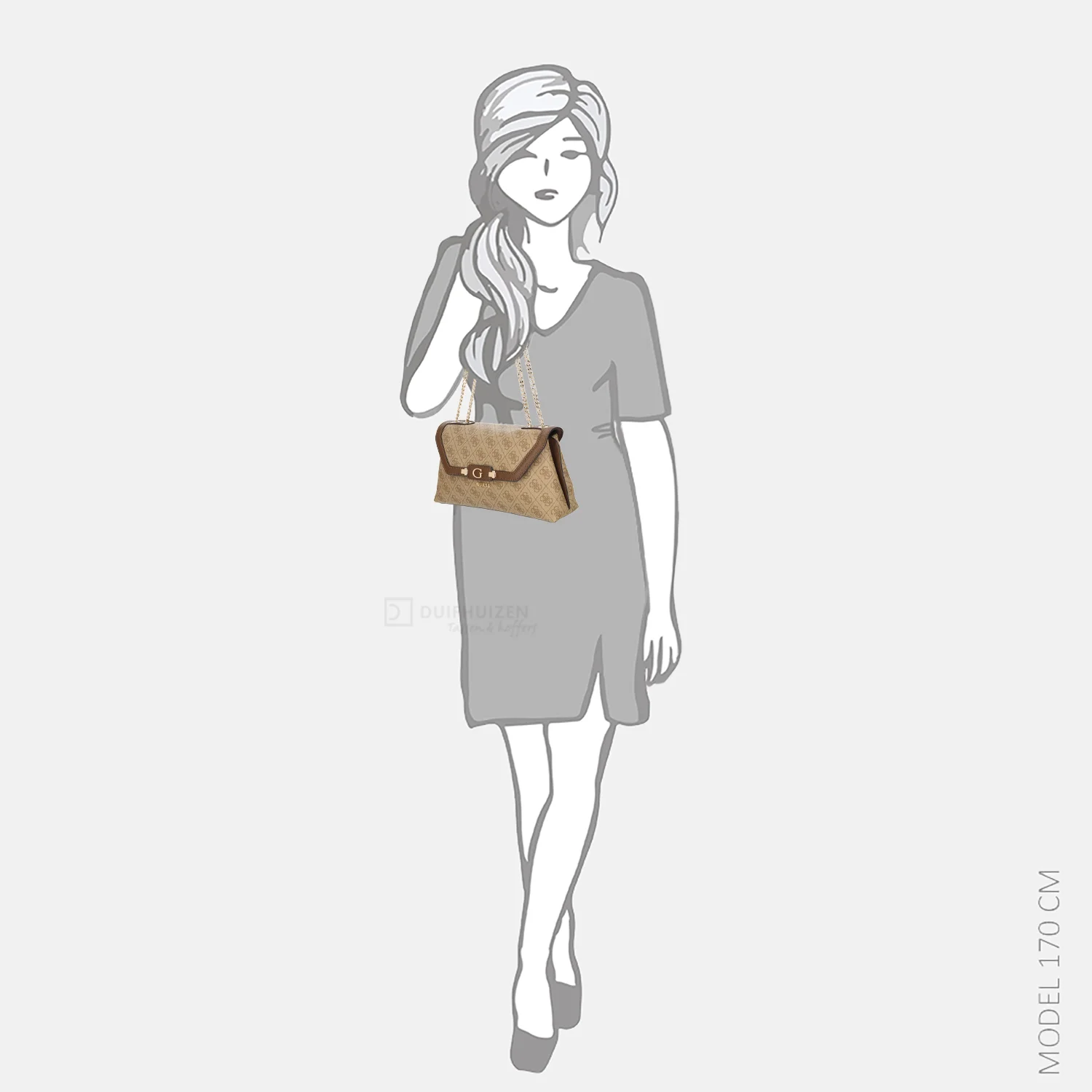 Guess Lindsey convertible flap crossbody tas latte logo bij Duifhuizen