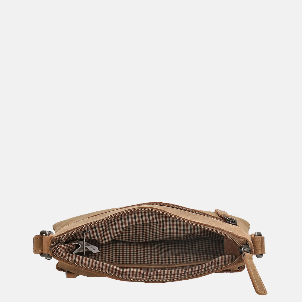 Hide & Stitches Idaho crossbody tas brown bij Duifhuizen