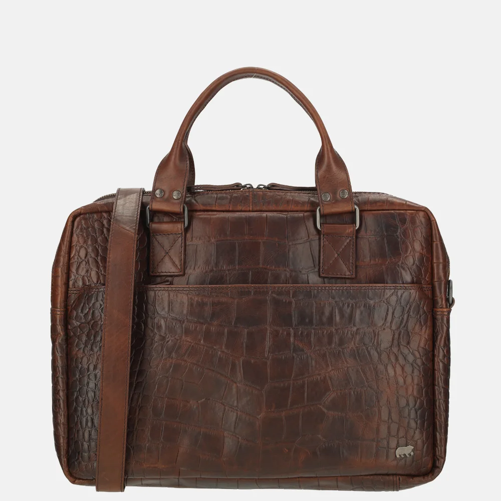 Bear Design Laptoptas 15 inch croco donkerbruin
