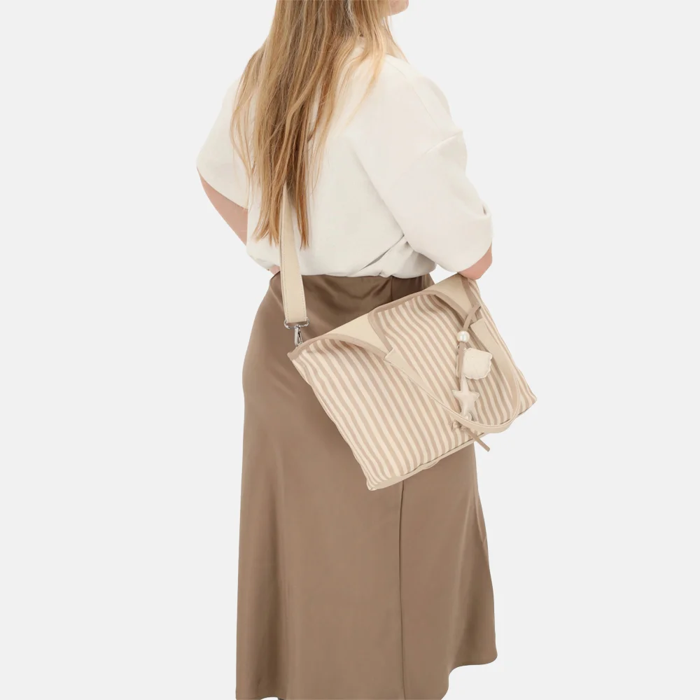 Zebra Trends Mira shopper streep M creme bij Duifhuizen