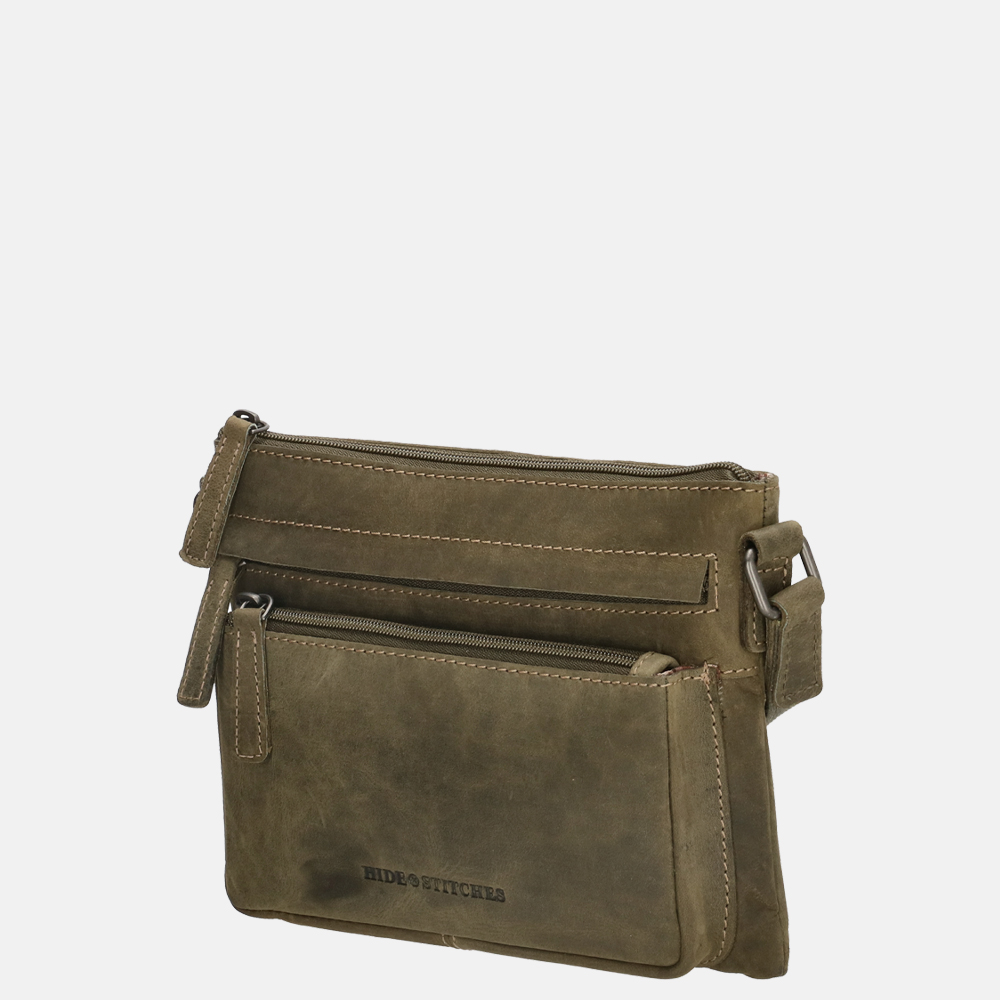 Hide & Stitches Idaho crossbody tas olijfgroen bij Duifhuizen