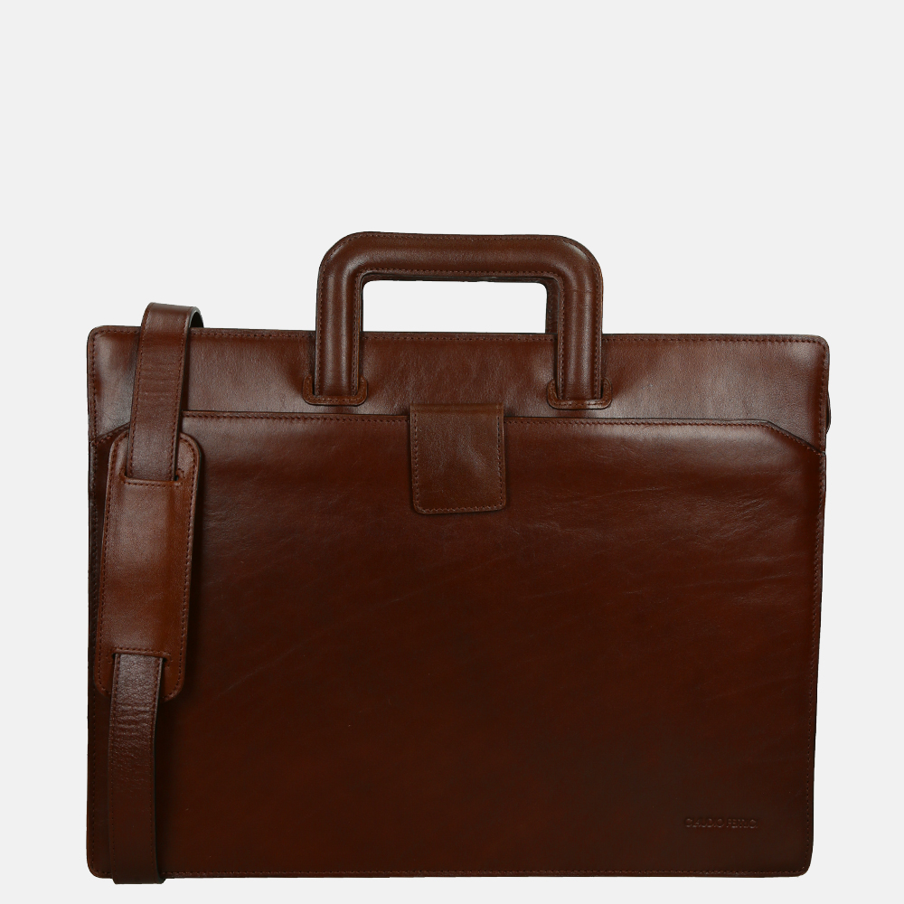 Claudio Ferrici Classico laptoptas 15.6 inch M brown bij Duifhuizen