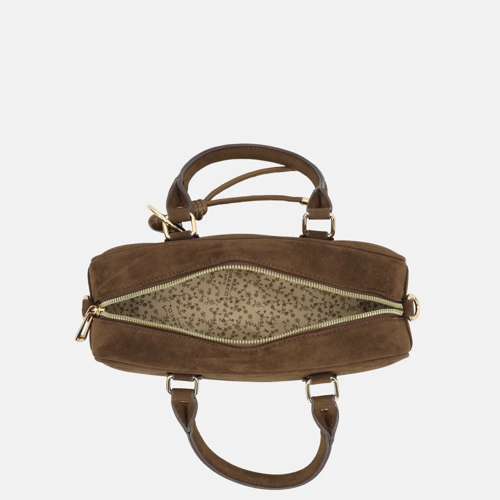 Flora & Co handtas suedine chocolat bij Duifhuizen