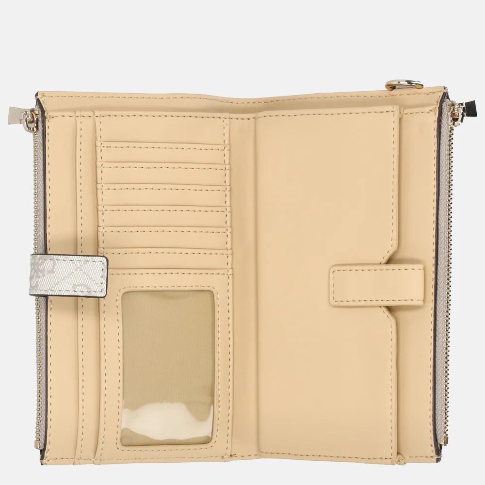 Guess Laurel II zip organizer portemonnee dark taupe logo bij Duifhuizen