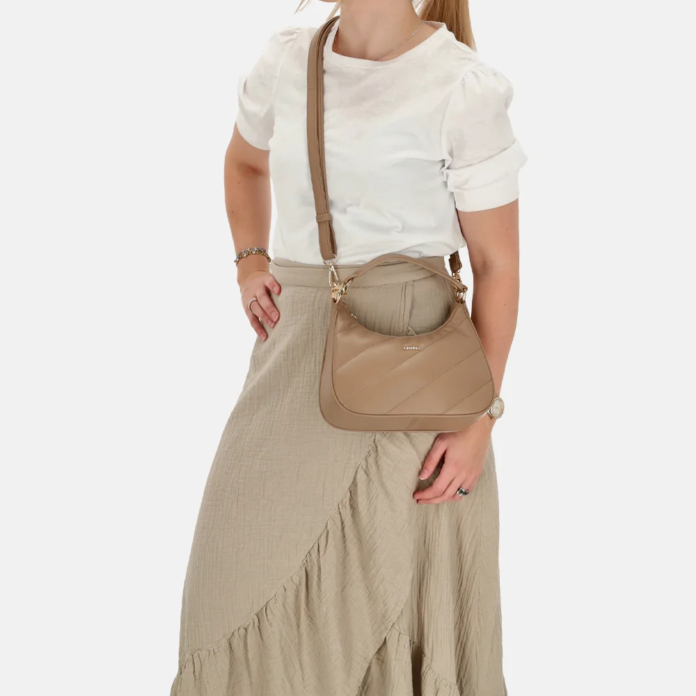 Charm London Viodante handtas taupe bij Duifhuizen