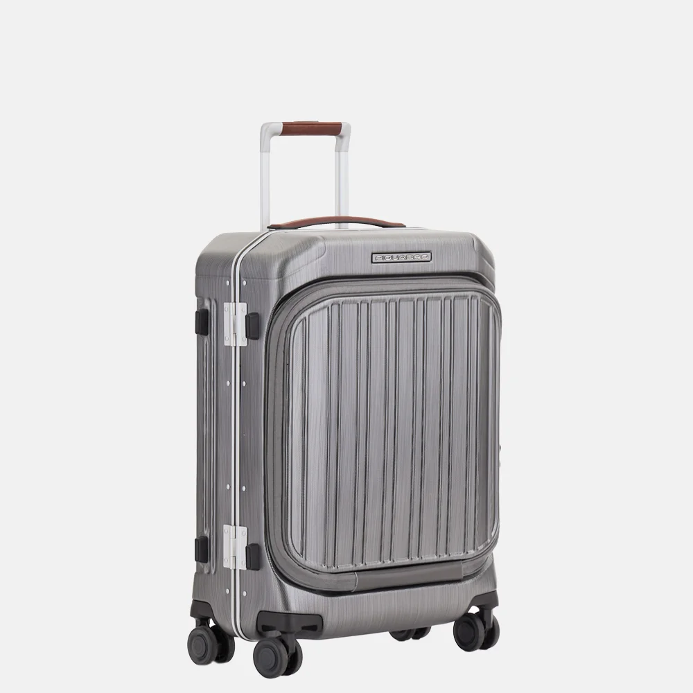 Piquadro handbagage koffer met voorvak 55 cm ncu nero bij Duifhuizen