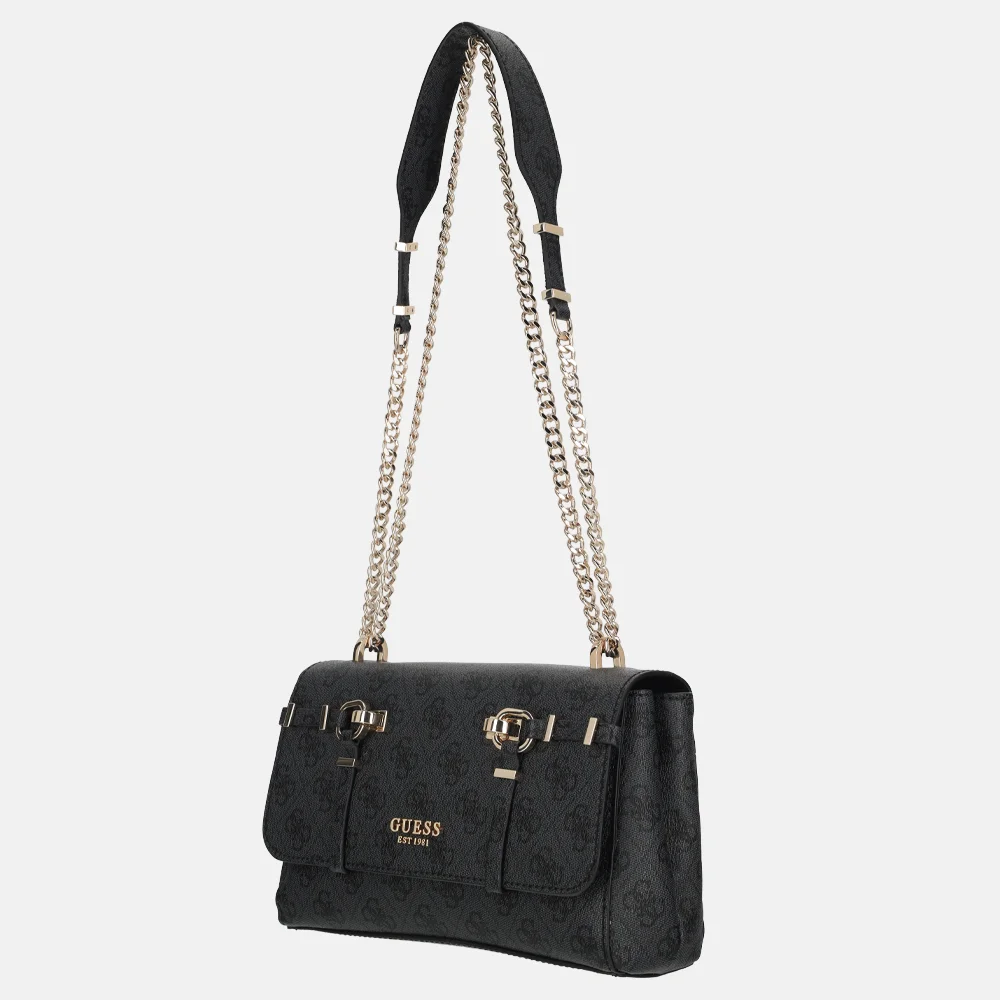 Guess Leona convertible crossbody tas flap coal logo bij Duifhuizen