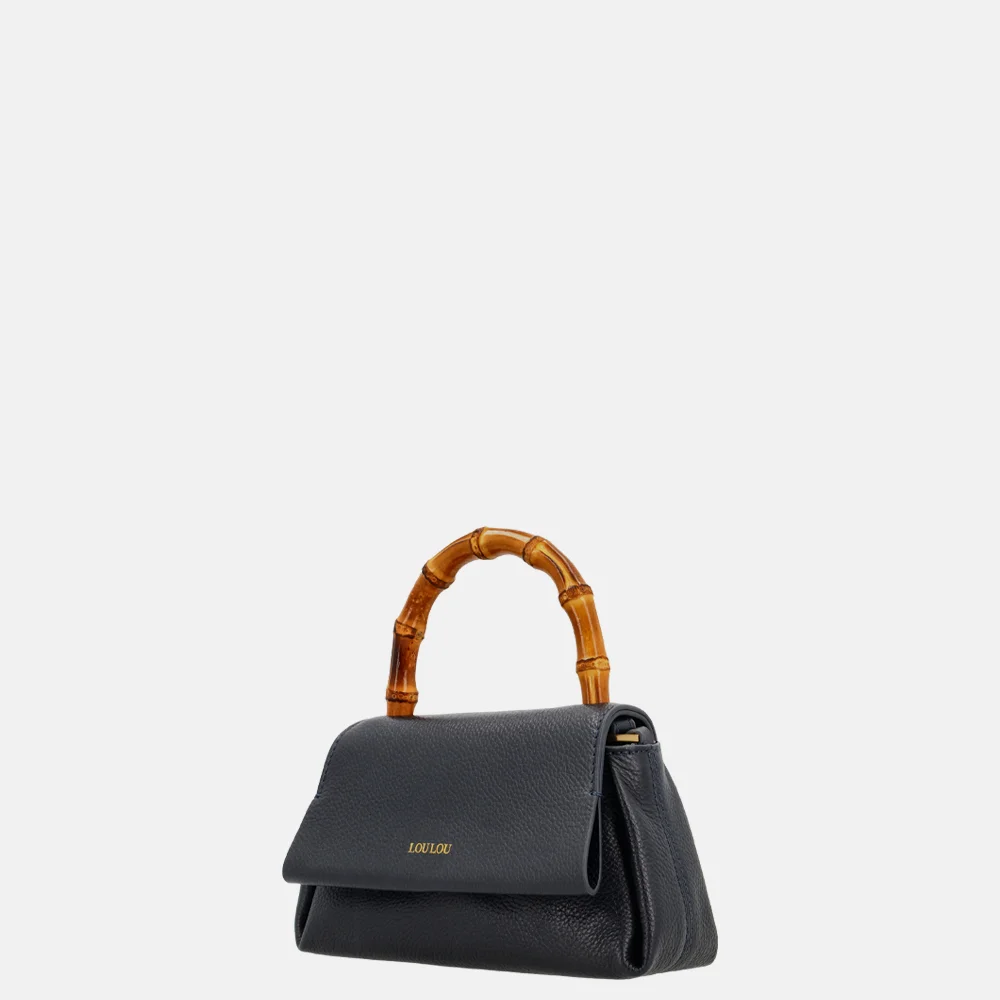 Loulou Essentiels Mae Bamboo handtas dark blue bij Duifhuizen