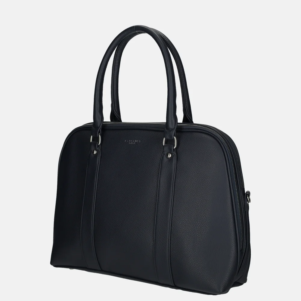 Flora & Co shopper met laptopvak navy bij Duifhuizen