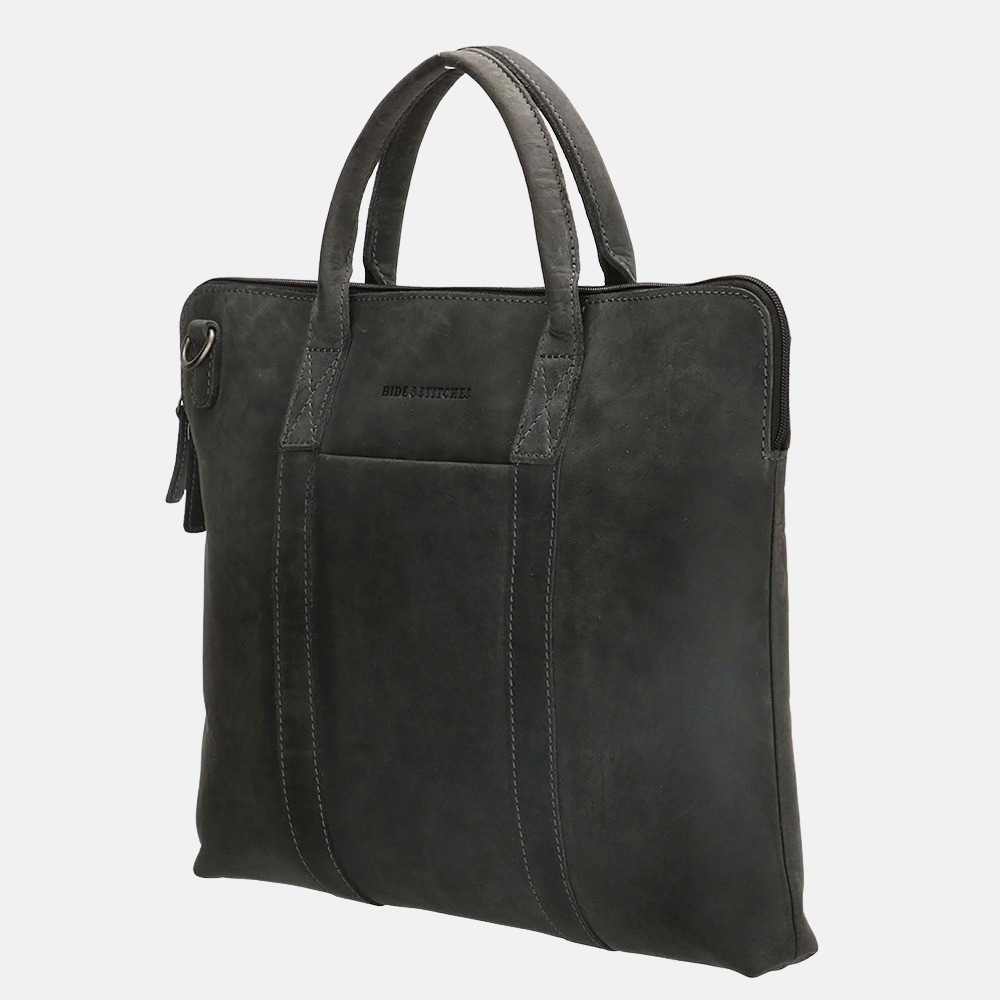 Hide & Stitches Idaho laptoptas 15.6 inch black bij Duifhuizen