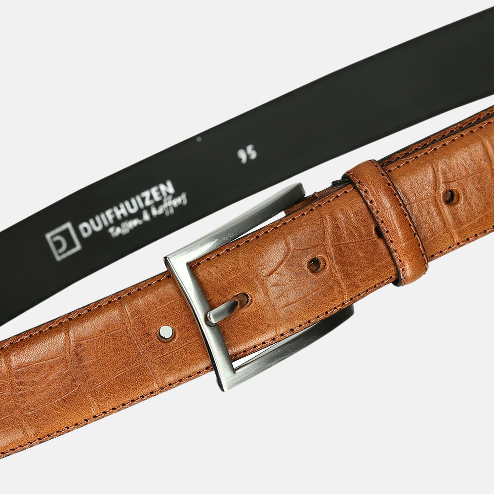 Duifhuizen heren riem 3.5 cm croco cognac bij Duifhuizen