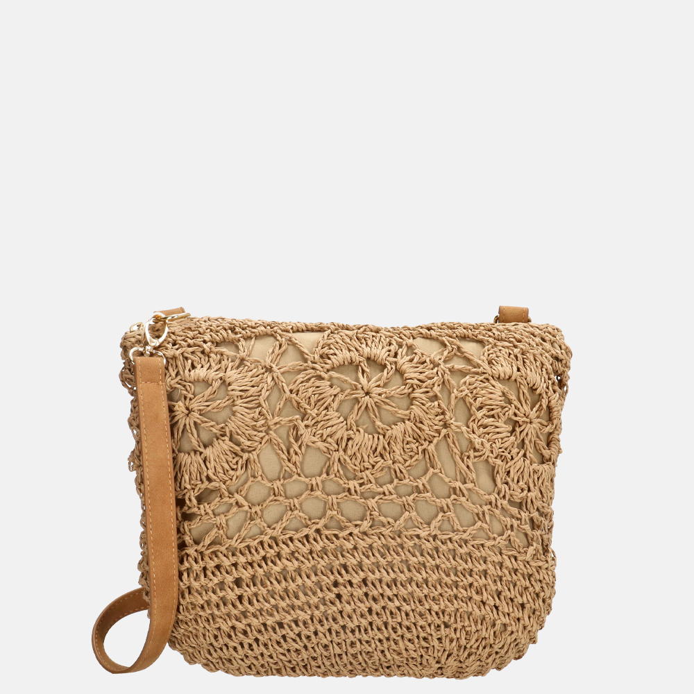 PE Florence crossbody tas opengewerkt natuur