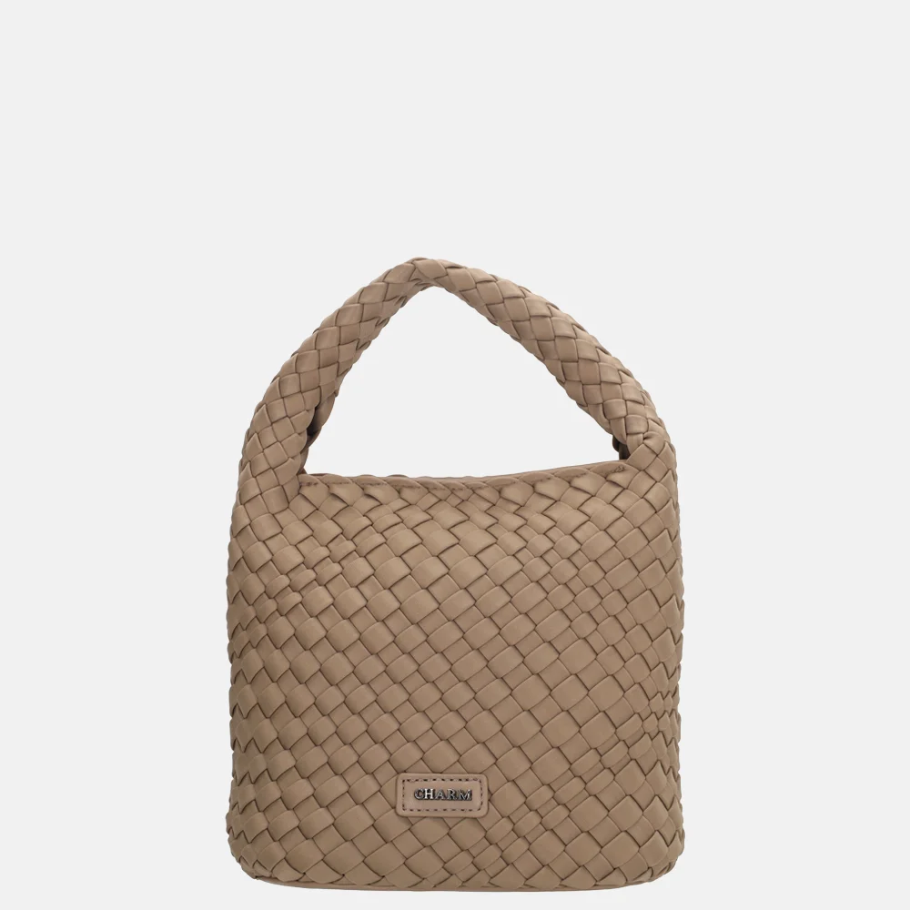 Charm London Madera handtas gevlochten neopreen S taupe bij Duifhuizen
