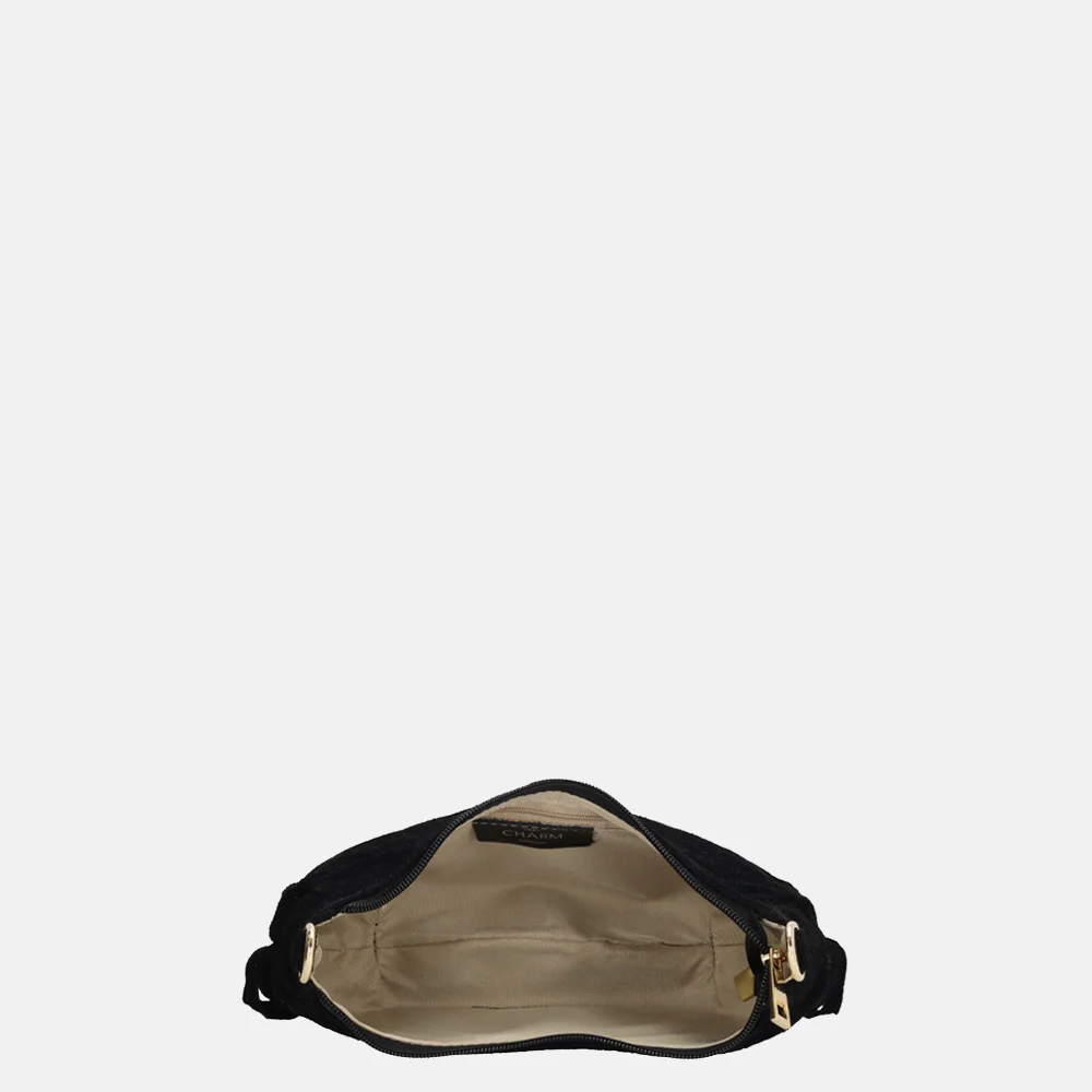 Charm London suède crossbody tas S franjes zwart bij Duifhuizen