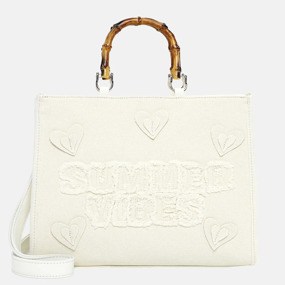 Emily & Noah Joelle summer vibes handtas canvas bambo ecru