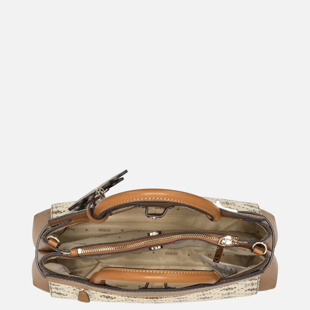 Guess Melinda satchel handtas latte logo bij Duifhuizen
