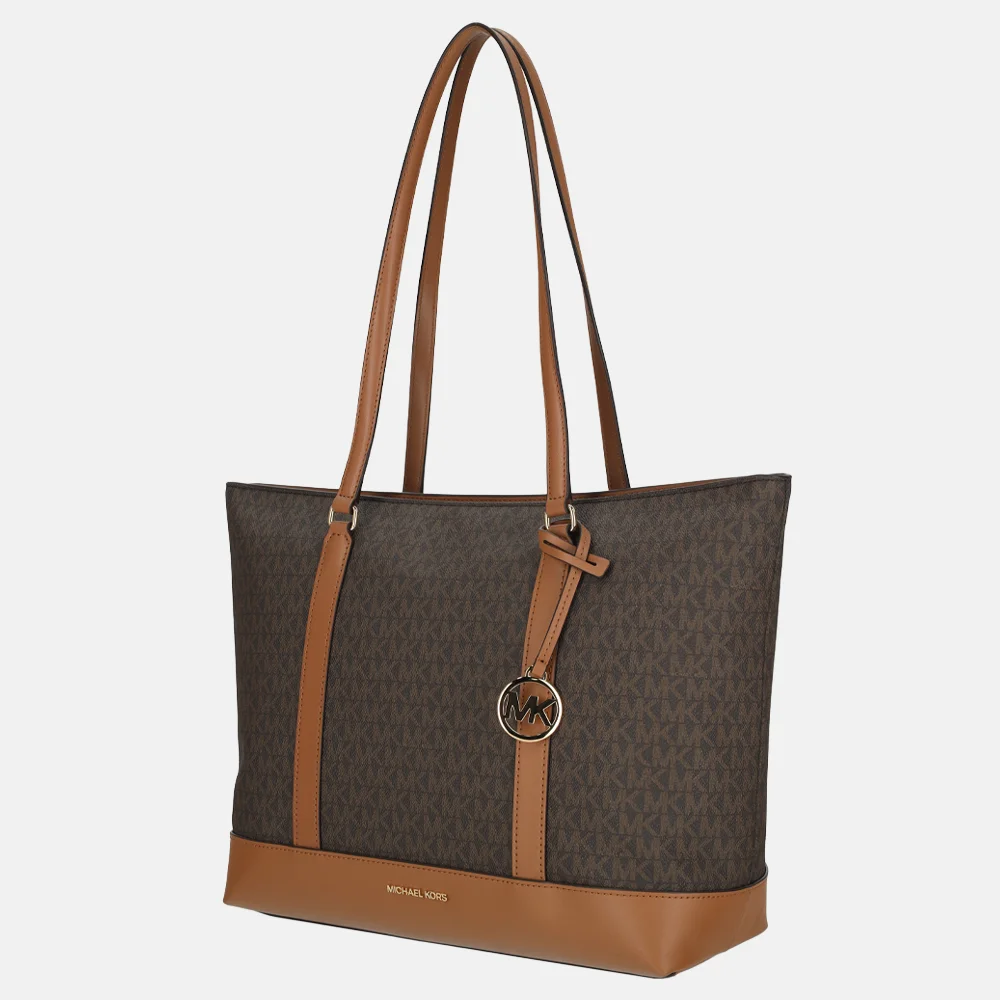 Michael Kors Andie tote shopper M logo brown/acorn bij Duifhuizen