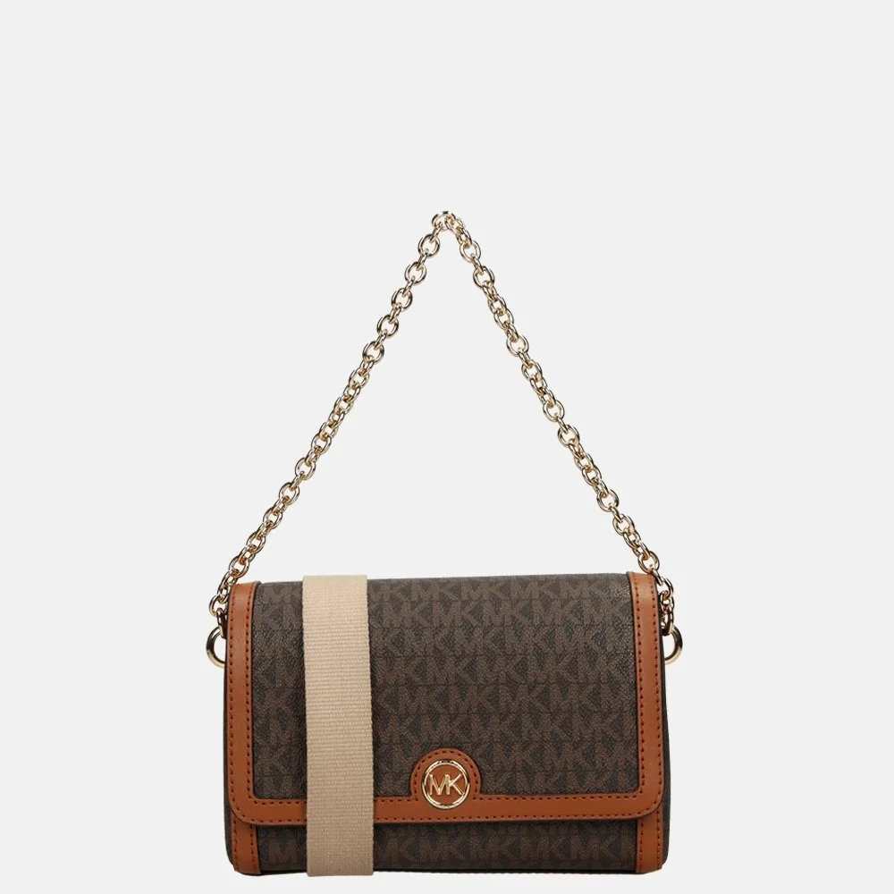 Michael Kors Freya crossbody tas brown/acorn bij Duifhuizen