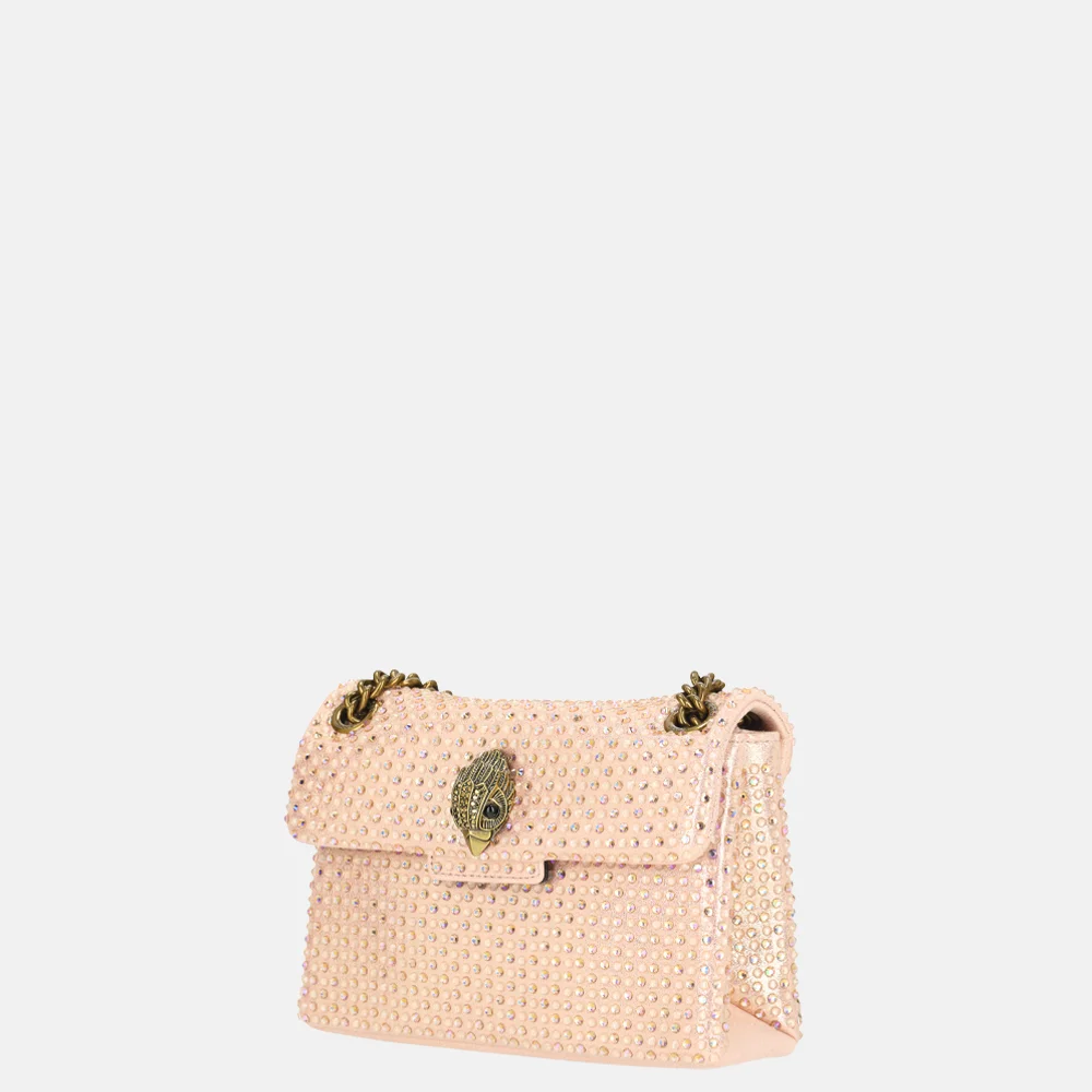 Kurt Geiger Kensington crystal schoudertas mini pink comb bij Duifhuizen