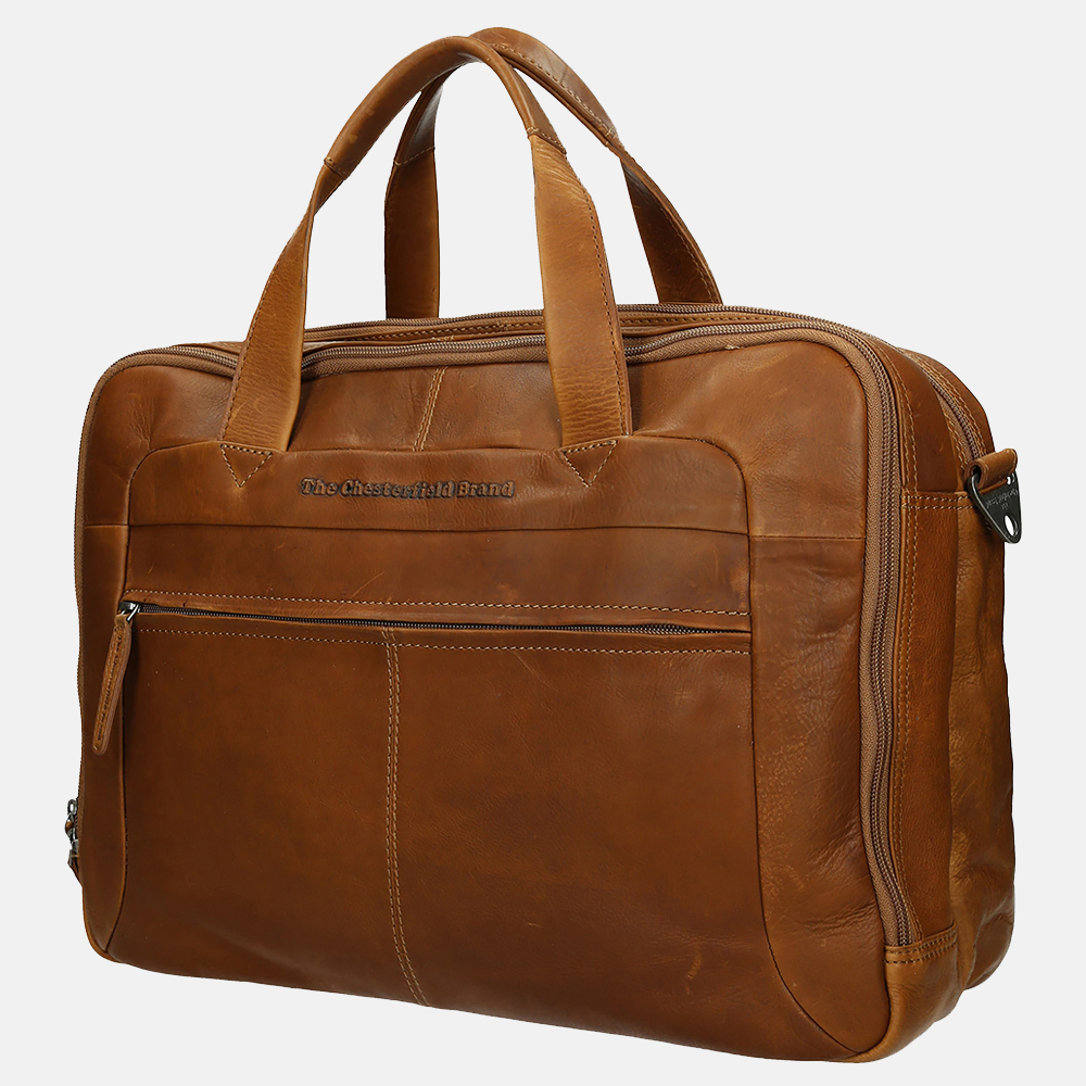 Chesterfield Ryan laptoptas 17 inch cognac bij Duifhuizen