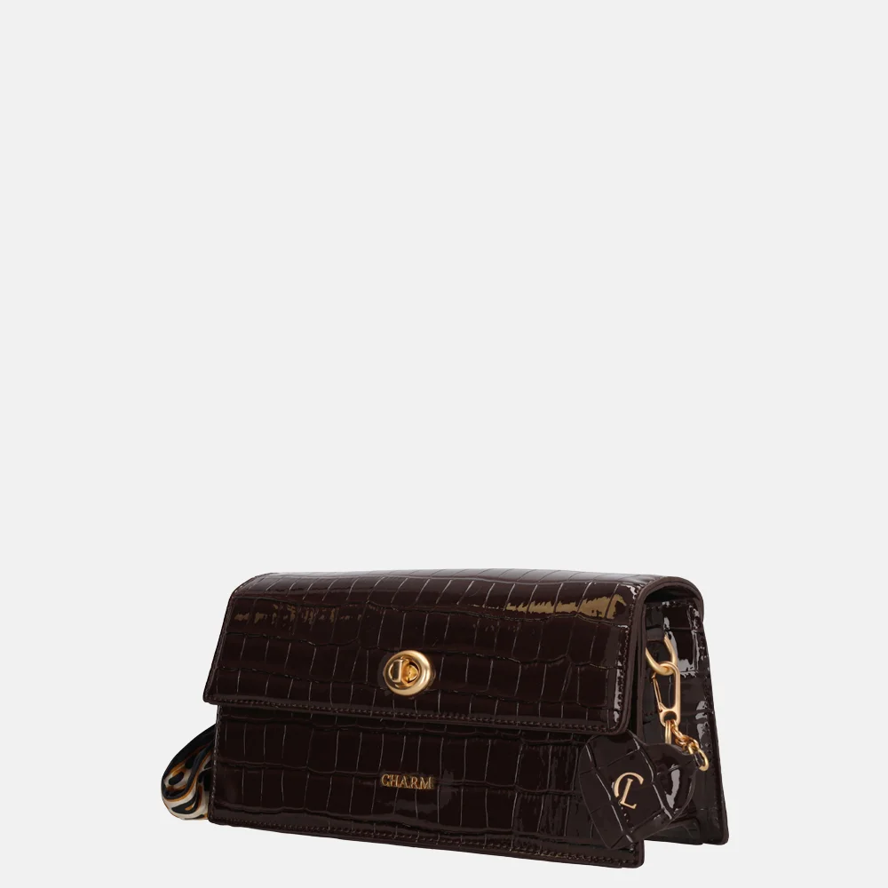 Charm London Knightsbridge schoudertas donkerbruin bij Duifhuizen