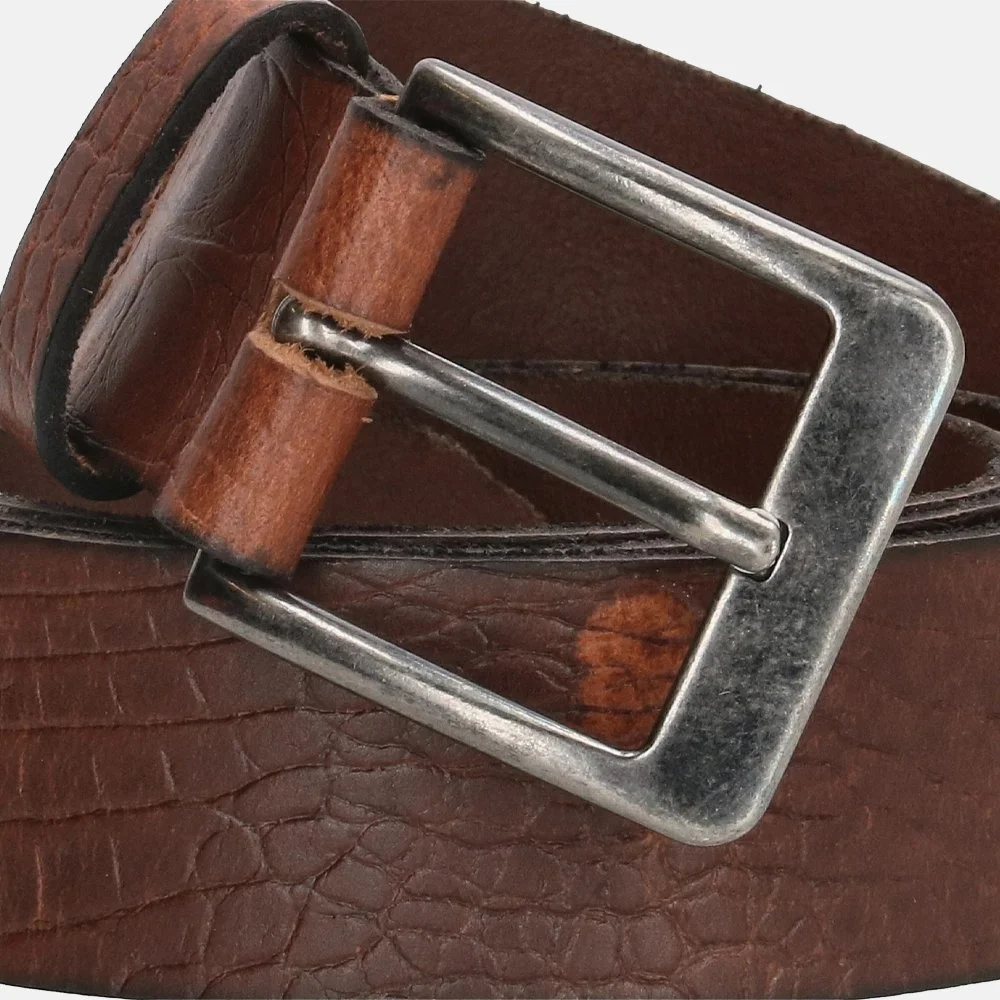 Hide & Stitches Frisco riem 4 cm croco cognac bij Duifhuizen