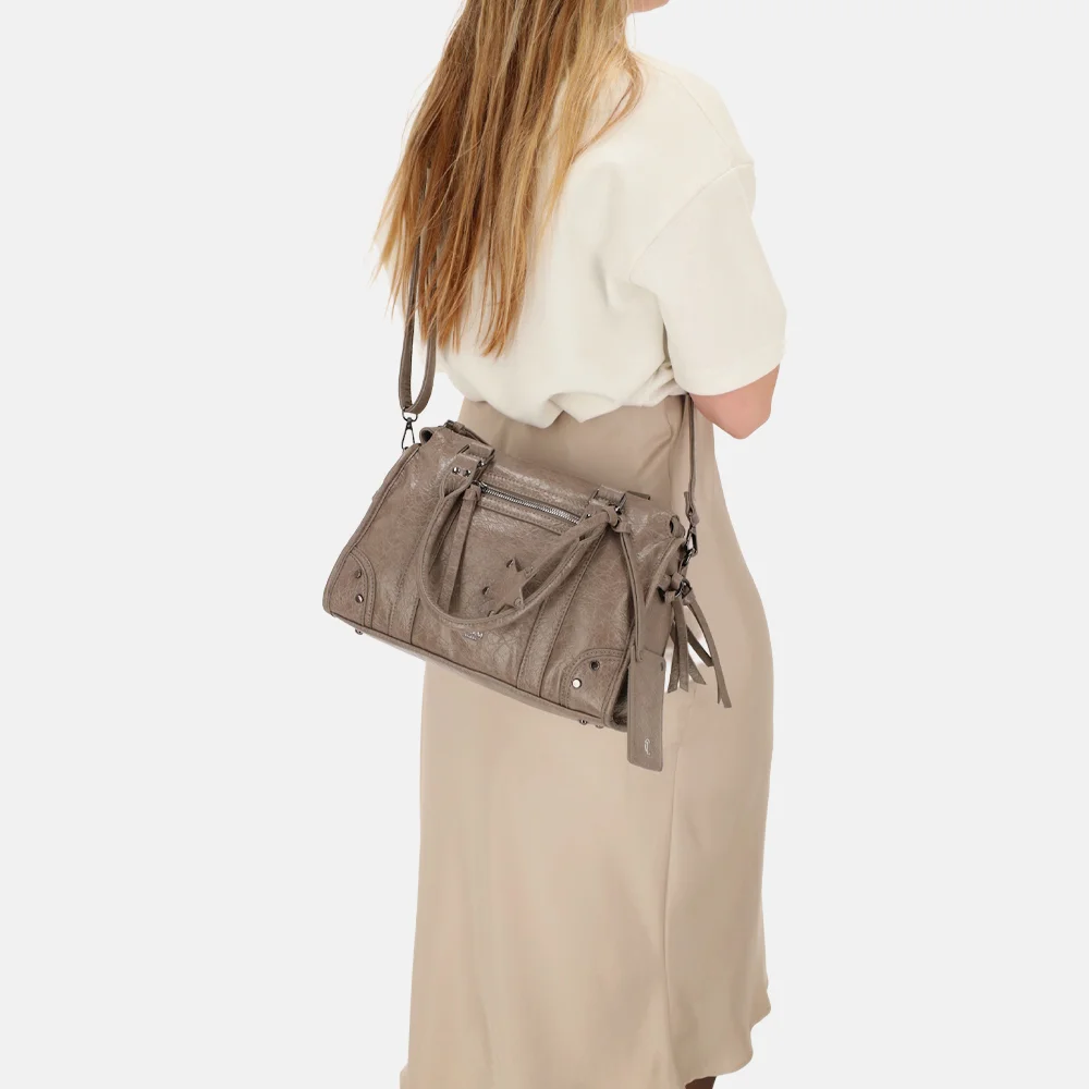 Charm London Berlin handtas M taupe bij Duifhuizen