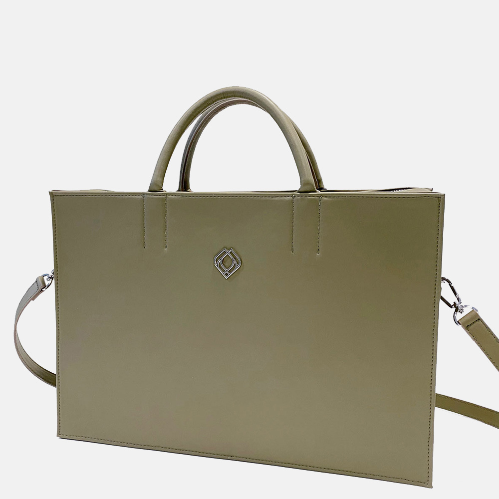 Trashious Businessbag handtas 15 inch appelleer olijfgroen + telefoontasje