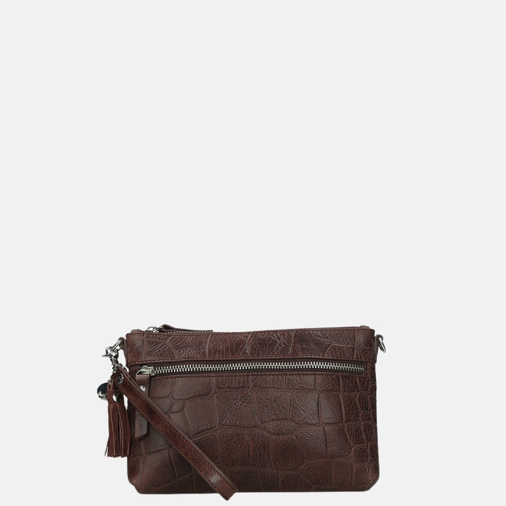 LouLou Essentiels Vintage Croco clutch bordeaux bij Duifhuizen