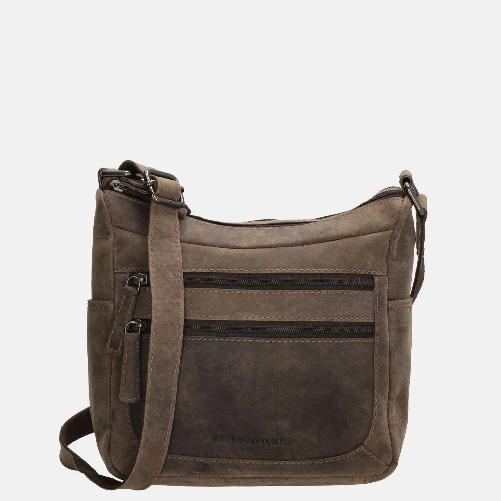 Hide & Stitches crossbody tas donkerbruin