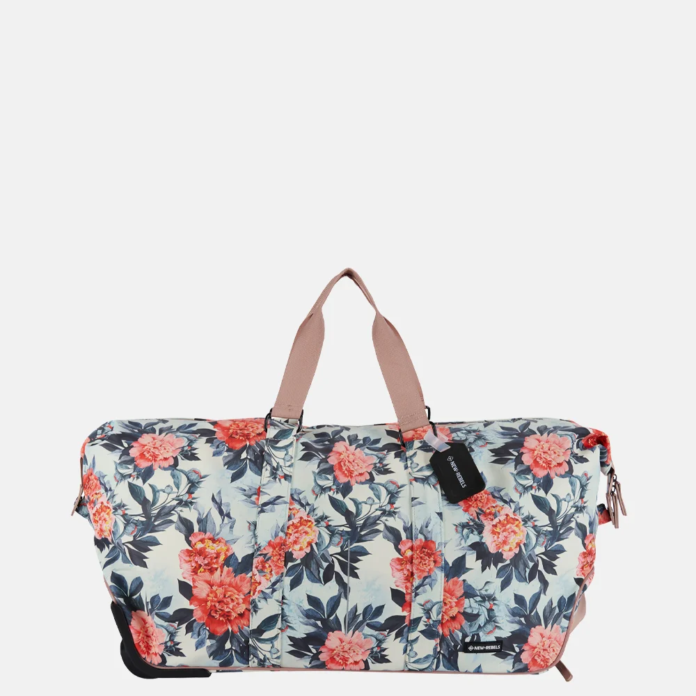 New Rebels Flora duffle reistas op wielen white bij Duifhuizen