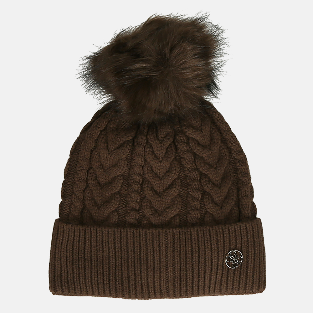 Guess muts pompom mocha bij Duifhuizen