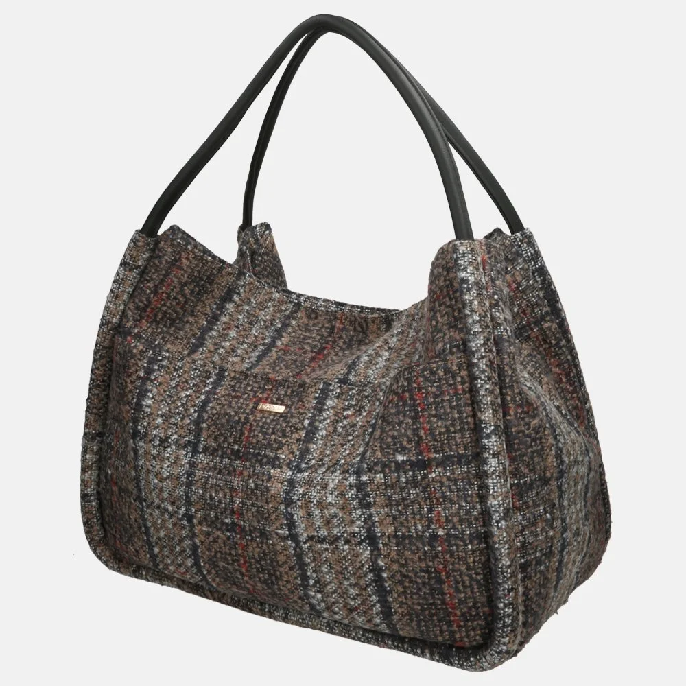 Day-et Woolen Check shopper mega brown bij Duifhuizen