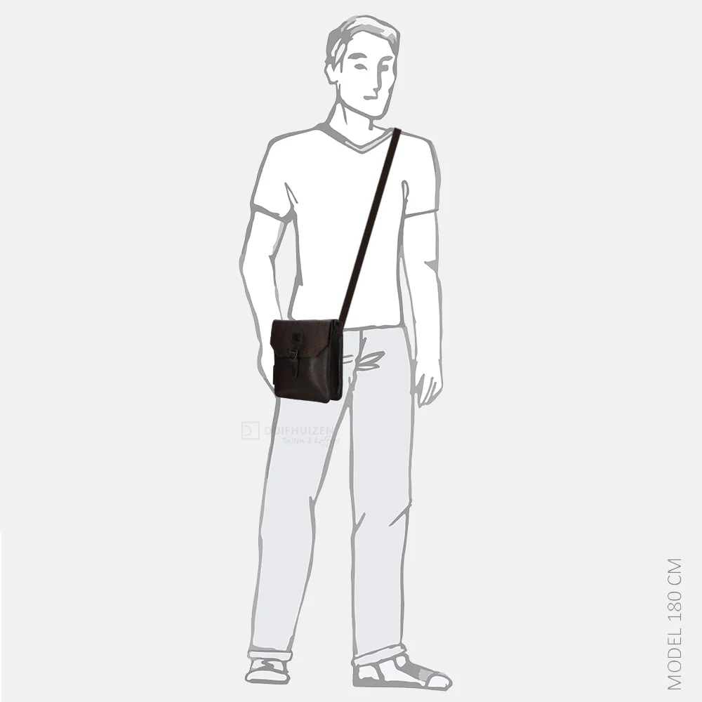 Pylos Sarda crossbody tas dark brown bij Duifhuizen
