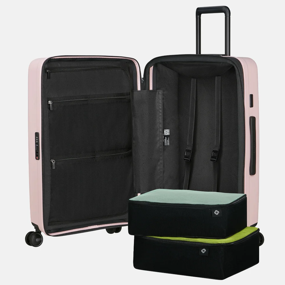 Samsonite Restackd reiskoffer 68 cm uitbreidbaar rose bij Duifhuizen